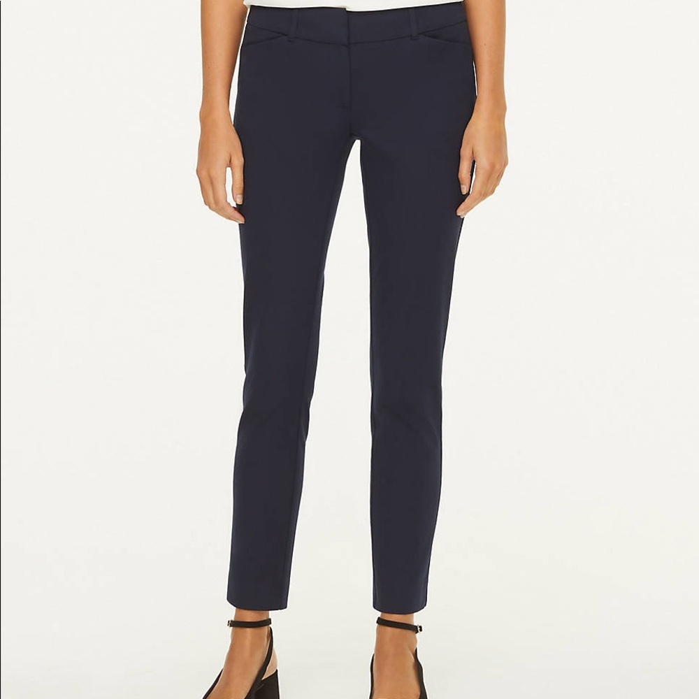 LOFT Navy Curvy Skinny Ankle Pants
